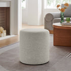 Modway Callum 16" Round Woven Heathered Fabric Upholstered Ottoman - Heathered Weave/Ivory-Plastic Legs