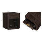 Manhattan Comfort Evelyn 20" Modern 1-Drawer Nightstand - Brown-Smooth Rounded Edges Add a Modern Charm and Enhance Safety