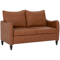 HOMCOM 55" Loveseat Sofa with Solid Wood Legs - Brown-Features separate cushions and S-springs, offering exceptional support and cloud-like comfort