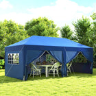 Outsunny 10' ft W x 20 ft L Pop Up Tent Outdoor Easy Folding Gazebo Party Tent - Blue-Water resistant oxford cover with anti-UV coating block most harmful rays