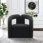 Manhattan Comfort Darian 32.68" Modern Boucle Upholstered Accent Chair - Black-Frame Made of High Quality Pine Wood for Extra Durability