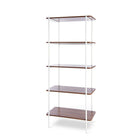 Can-Bramar Etagere Bookcase 5 Shelves 80W x 34.3D x 181.8H cm, Matte White Frame w/Light Walnut Melamine Shelves (HP20905-MWLW)-5 Shelves