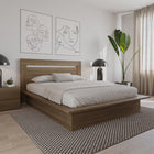 Nexera Malibu Headboard - Queen Size - Brown Oak-Compatible Design: This versatile headboard seamlessly integrates with your preferred bed frame