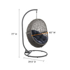 Modway Encase Outdoor Patio Rattan Swing Chair - Grey Navy-Powder-Coated Steel Frame