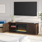 Hudson&Canal Hanson TV Stand with 26" Crystal Fireplace for TV's up to 75" - Alder Brown-Product Dimensions: 15.5" L x 70" W x 22" H