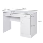 HOMCOM 43.25" Computer Desk with Storage Drawers - White-Compact structure and small size suit apartment, or dorm rooms office and small space