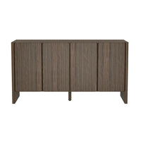 Manhattan Comfort Linda 60" Modern 4-Door Sideboard - Walnut Brown-Modern Sideboard and Buffet Stand for Dining Room and Living Room Use