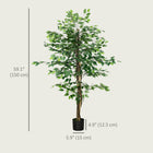 HOMCOM 5' Artificial Ficus Tree for Home Decor - Green-PE moss and cement soil are included, making them more stable and real 