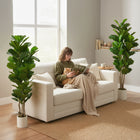 HOMCOM 5' Faux Fiddle Leaf Fig Tree - Green - 2 Pack-Colour: Green 