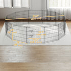 PawHut 24" H Foldable 12 Panel Metal Exercise Pet Playpen - Black-Colour: Black 