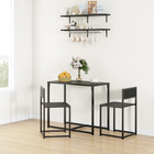 HOMCOM Industrial 3-Piece Small Space Dining Set - Black-Crafted from solid MDF and galvanized steel frame for sturdiness and durability
