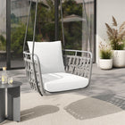 Modway Kaliah Outdoor Patio Aluminum Swing Chair - Light Grey White-Removable Cushions With Water-Resistant Fabric