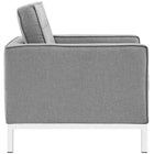 Modway Loft Upholstered Fabric Armchair - Light Grey-Tubular Stainless Steel Frame
