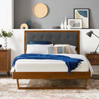 Modway Willow Wood Full Platform Bed with Angular Frame - Walnut Charcoal-Wood, MDF, and Veneer Construction