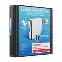 Staples Better Binder - 2" - Black-2-inch D-ring binder easily holds up to 540 sheets