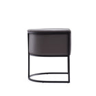 Manhattan Comfort Cosmopolitan 24" Mid-Century Modern Faux Leather Upholstered Dining Chair - Pebble and Black-Weight Capacity: 300 lb
