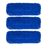 Gritt Commercial Microfiber Looped Dust Mop Pad Head - 24" x 5" - Blue - 3 Pack-Microfiber mop head ensures efficient cleaning