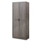 Manhattan Comfort Hopkins 59.22" 2-Piece Modern 14-Shelf Storage Closet - Grey-MDF/MDP: Cleaning: Wipe with a damp cloth, avoiding excessive moisture. Avoid: Harsh chemicals or abrasive cleaners that can damage the surface. Care: Keep away from excessive humidity, as product can swell or warp when exposed to water or moisture. Protection: Use coasters or mats to avoid scratches or stains
