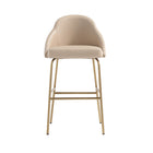 Manhattan Comfort Gracie 22" Modern Leatherette Upholstered Barstool - Tan and Gold-Modern Barstool with Backseat Perfect for Bar and Kitchen Use