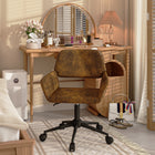 Homy Casa Swivel Office Chair with Casters - Suede Brown Fabric-6