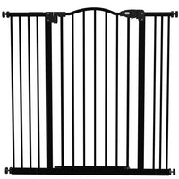 PawHut 29"-39" Pet Gate with Door Pressure Fit Dog Gate - Black-Door automatically closes if left open between a 30° and 90° angle