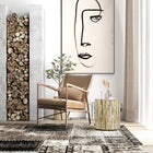 HOMCOM Concrete Finish Side Table - Natural Wood-Colour: Natural 
