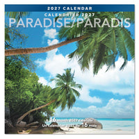 Mead 2027 Decorative Wall Calendar - 12" x 12" - Paradise - Bilingual-Features serene paradise‑inspired scenes ideal for a calming environment
