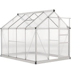 Outsunny Polycarbonate Greenhouse - 6' x 8' x 6.6' - Silver- High-quality aluminium alloy and PC board in a solid construction
 