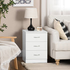 HOMCOM Bedside Table with 3 Drawers - White-Spacious top space for drinks, decorations and more 