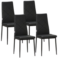 HOMCOM Dining Chairs, Accent with Upholstery Seat & Steel Legs - Black - Set of 4-Packaged in a set of 4