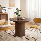 HOMCOM 43.5"-59" Convertible Round to Oval Farmhouse Extendable Table for 6-8 - Walnut Wood Grain-Can be used as a dining table, computer desk or conference table