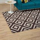 Modway Alika Abstract Diamond Trellis Area Rug - 5 ft W x 8 ft L - Ivory/Brown-Protect Floors From Traffic/Furniture