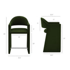 Modway Talia 37" Performance Velvet Counter Stool - Moss Green-Curved Back Barrel Design