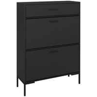 HOMCOM Modern Shoe Storage Organizer with Flip Doors - Black-Modern shoe cabinet matches most styles of home furnishings