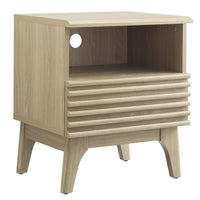 Modway Render Nightstand - Oak-Mid-Century Bedside Table