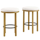 Modway Fable Boucle Fabric Counter Stools - Oak Ivory - Set of 2-26 Inch Counter Stools - Set of 2