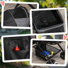 PawHut 4-Wheel Pet Stroller with Reversible Handle and Brake - Black-Bottom basket and a storage bag for pet supplies and personal belongings 