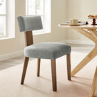 Modway Nalani Fabric Upholstered Dining Chairs - Heathered Weave Wheat/Deep Brown - 2 Pack-Fabric Seats and Backrest 