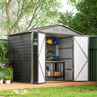 Outsunny 8' x 6' Outdoor Storage Shed - Dark Grey-Double hinged doors ensure easy access and secure closure
