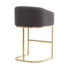 Manhattan Comfort Louvre 20" Mid-Century Modern Faux Leather Upholstered Counter Stool - Grey and Titanium Gold-Seat Height: 26"
