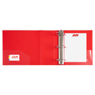 JAM Paper Plastic 4" 3-Ring Binder - Red-Wide front and back binder panels fully cover standard dividers and sheet protectors. Our 3 metal ring binders have 2 buttons for easy opening and closing, and a convenient pocket on the inside flap.