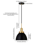 Hudson&Canal Madison 12" Wide Pendant with Metal Shade - Black/Brass/Black-Product Dimensions: 12" L x 12" W x 13" H