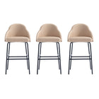 Manhattan Comfort Gracie 22" Modern Leatherette Upholstered Barstool - Tan and Black - 3 Pack-Modern Barstool with Backseat Perfect for Bar and Kitchen Use. Set of 3