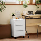 HOMCOM 3-Drawer Vertical Letter/A4 Filing Cabinet with Lock - White-Large storage space with 3 drawers and a spacious top for holding office tools and files
