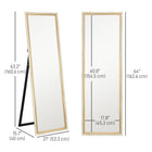 HOMCOM Full Length Mirror Standing Leaning Wall - 53.3" W x 162.6" H - Brown-Multiple installation options: stand, lean, or wall mount 
