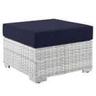 Modway Convene Outdoor Patio Ottoman - Light Grey/Navy-Synthetic Rattan Weave