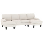 HOMCOM U-Shaped Sectional Couch with Pillow-top Armrests - Beige-High-density foam and pocket springs ensure comfortable seating without sagging  