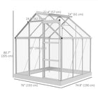 Outsunny 6' x 6' Polycarbonate Greenhouse- Solid foundation ensures stable standing
 