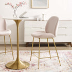 Modway Scoop Gold Stainless Steel Leg Performance Velvet Counter Stool - Pink-Performance Velvet Polyester Upholstery