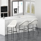Manhattan Comfort Gracie 22" Modern Leatherette Upholstered Barstool - White and Black - 3 Pack-Frame and Legs Features Choice of Fully Welded Black Steel or Gold Stainless Steel